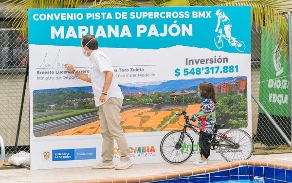 Se firmó el convenio para modificar la pista Mariana Pajón