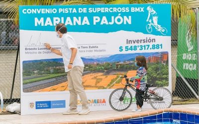 Se firmó el convenio para modificar la pista Mariana Pajón